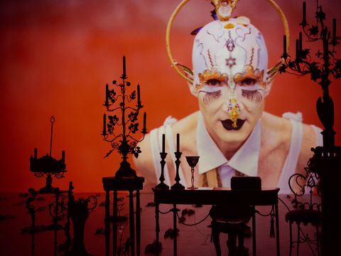 Screen with a face at the euro-scene Festival Leipzig.