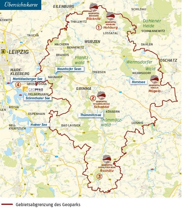 Eine Karte mit den Geoportalen der Region Leipzig.