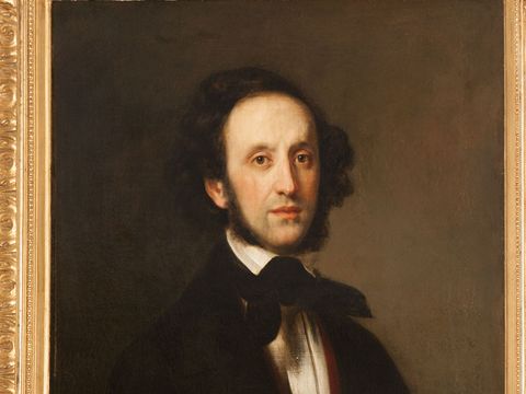 Portrait of the composer Felix Mendelssohn Bartholdy who lived in Leipzig, the City of Music and was appointed conductor at Leipzig Gewandhaus, culture
