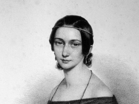 Portrait of the famous Leipzig composer Clara Schumann, née Wieck, who later married Robert Schumann and also performed as piano virtuoso in the Leipzig Gewandhaus, culture, Leipzig City of Music.