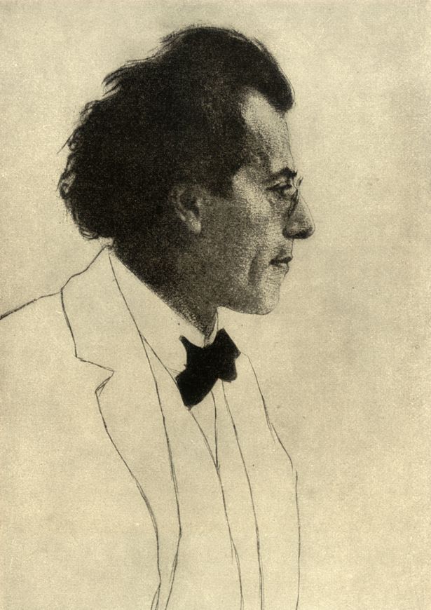Etching of composer Gustav Mahler, who worked in Leipzig, City of Music, culture