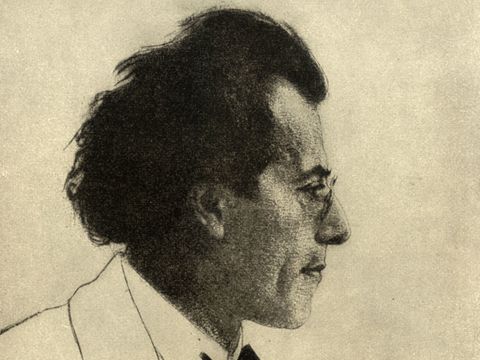 Radierung des Komponisten Gustav Mahler der in der Musikstadt Leipzig tätig war, Kultur