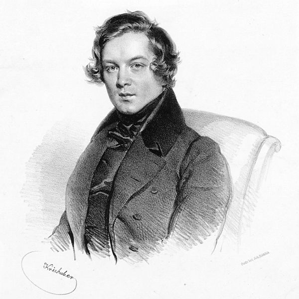 Portrait des Komponisten Robert Schumann der zusammen mit seiner Ehefrau Clara Schumann in der Musikstadt Leipzig lebte, Kultur, Gewandhaus