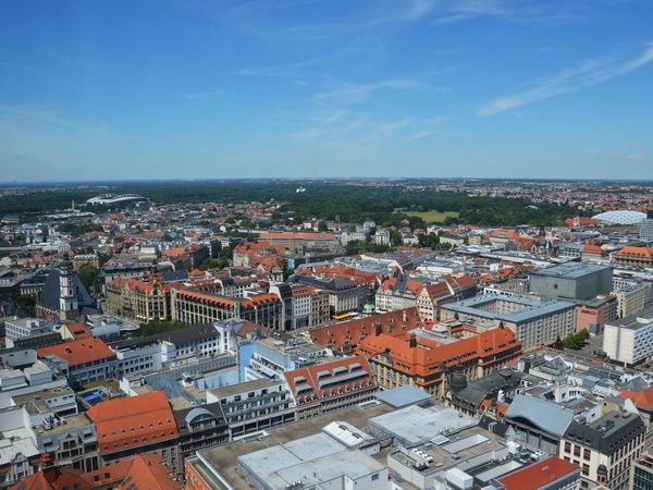 Leipzig – Blick zur Innenstadt, zu sehen ist eine Luftaufnahme der Leipziger Innenstadt "von oben" - Foto: Andreas Schmidt