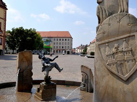 Brunnen auf dem Marktplatz in Eilenburg