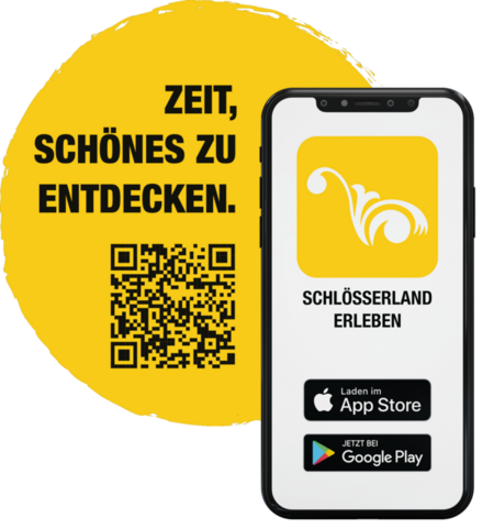 Smartphone mi der App "Schlösserland erleben"