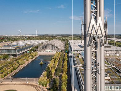 Luftaufnahme Leipziger Messe mit dem Congress Center Leipzig – präsentiert vom Leipzig Convention Bureau