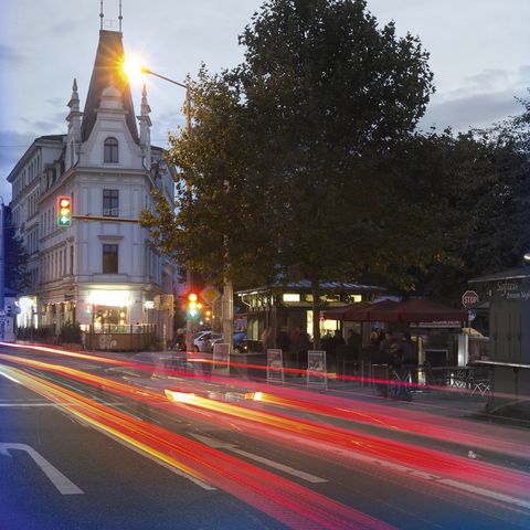 Der Südplatz auf der Karl-Liebknecht-Straße in der Dämmerung, Verborgenes Leipzig, Szenemeile, Nachtleben, Karli