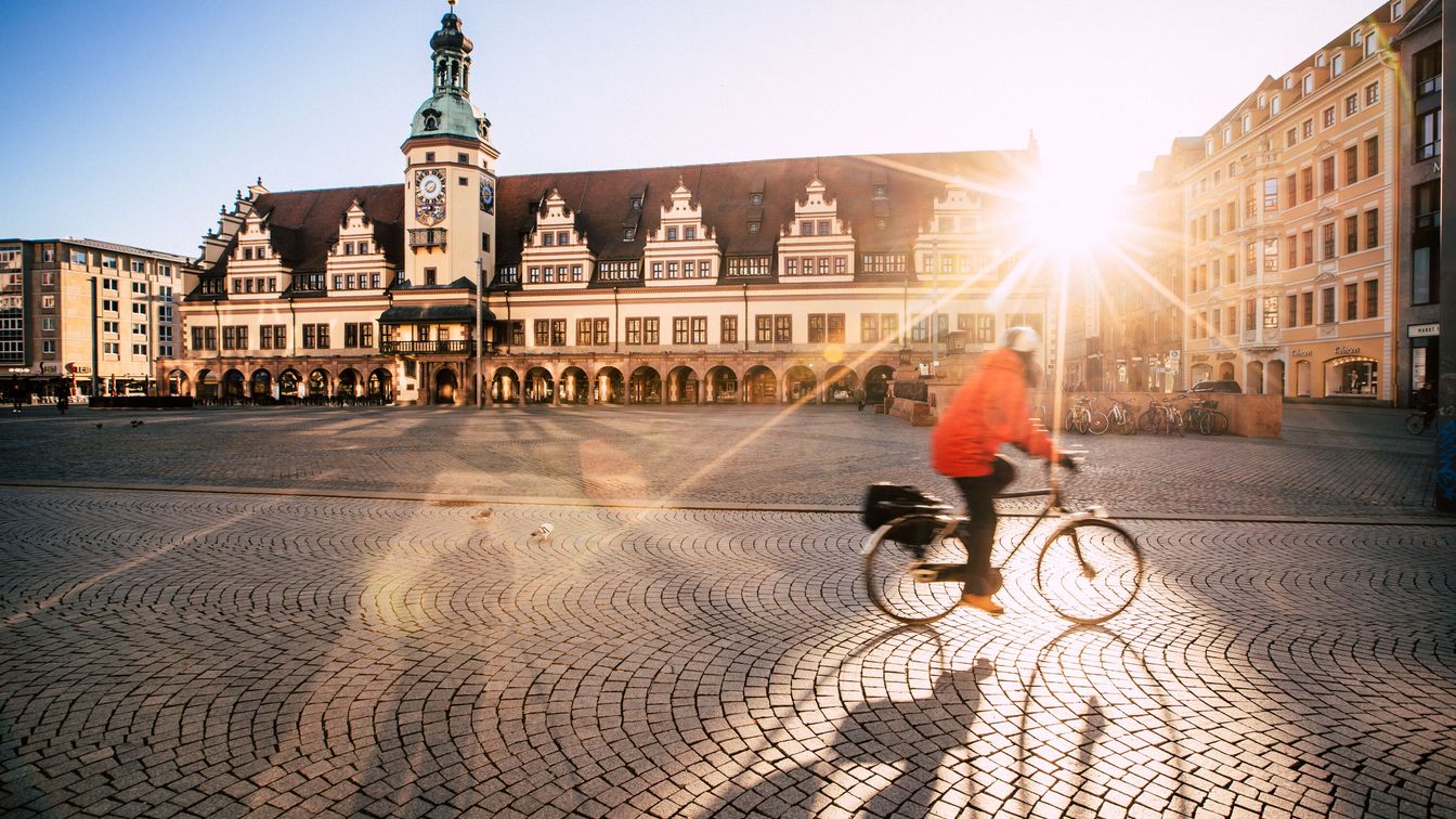 Het stadscentrum van Leipzig kan gemakkelijk per fiets worden verkend.